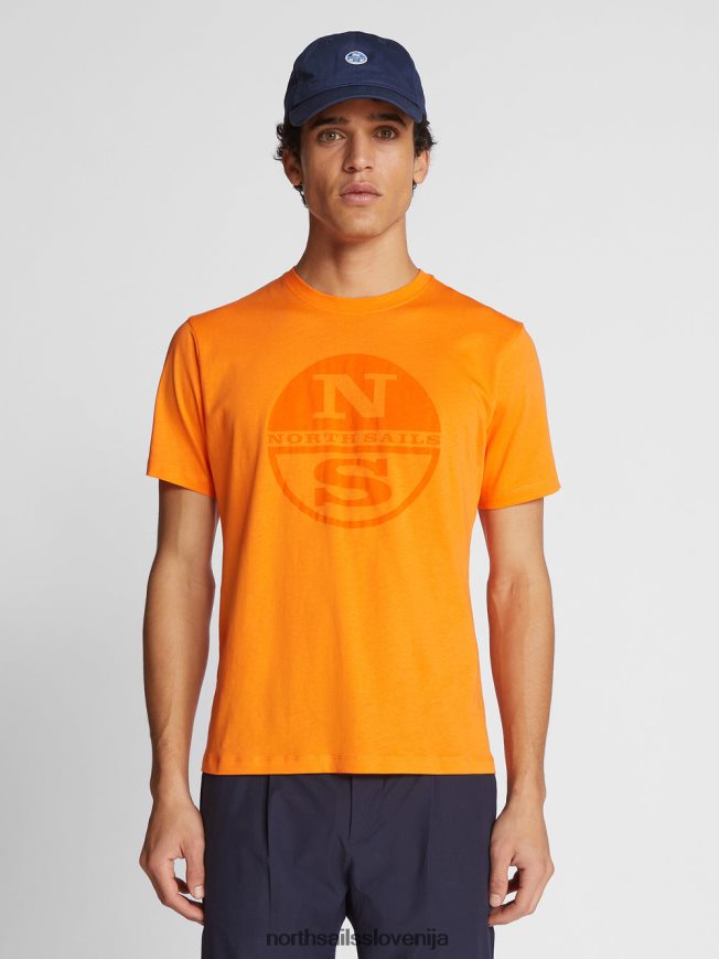 moški North Sails živahno oranžna majica z maksi logotipom oblačila ZBDXNV1132