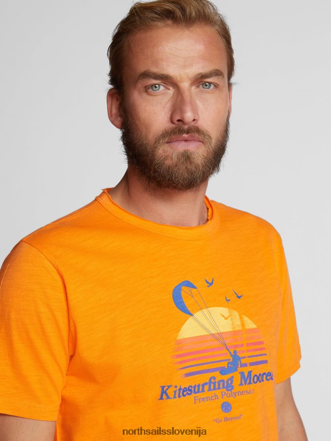 moški North Sails živahno oranžna potiskana majica s kratkimi rokavi oblačila ZBDXNV1123