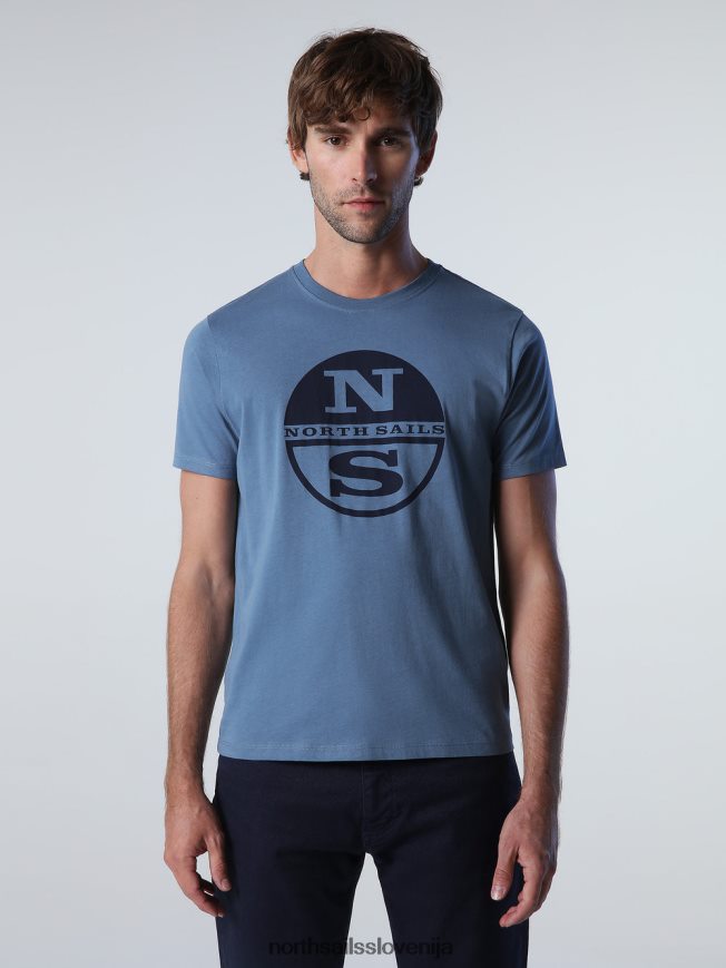 moški North Sails kitajsko modra majica z maksi logotipom oblačila ZBDXNV926