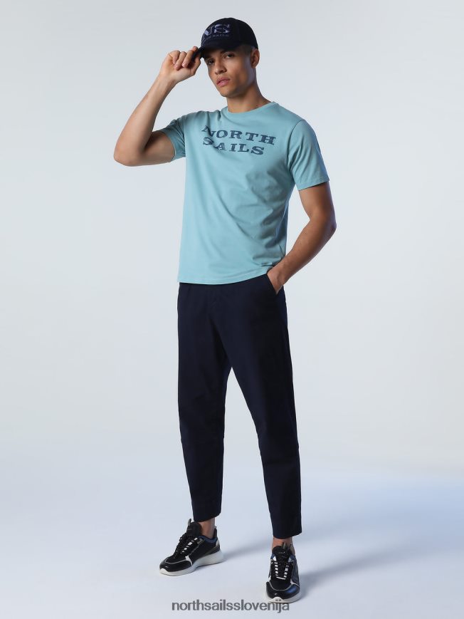 moški North Sails mineralno modra majica z napisi oblačila ZBDXNV998