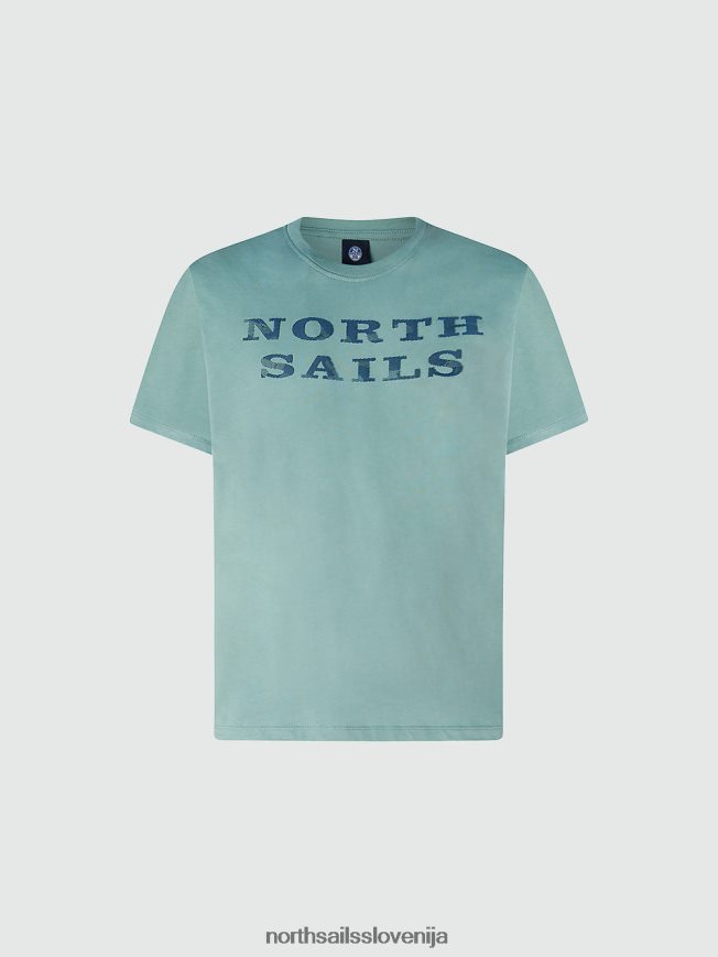 moški North Sails mineralno modra majica z napisi oblačila ZBDXNV998