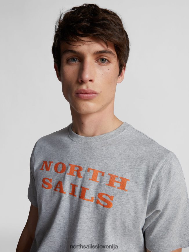 moški North Sails sivi melanž majica z napisi oblačila ZBDXNV1263