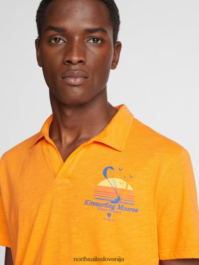 moški North Sails živahno oranžna potiskana polo majica oblačila ZBDXNV1074