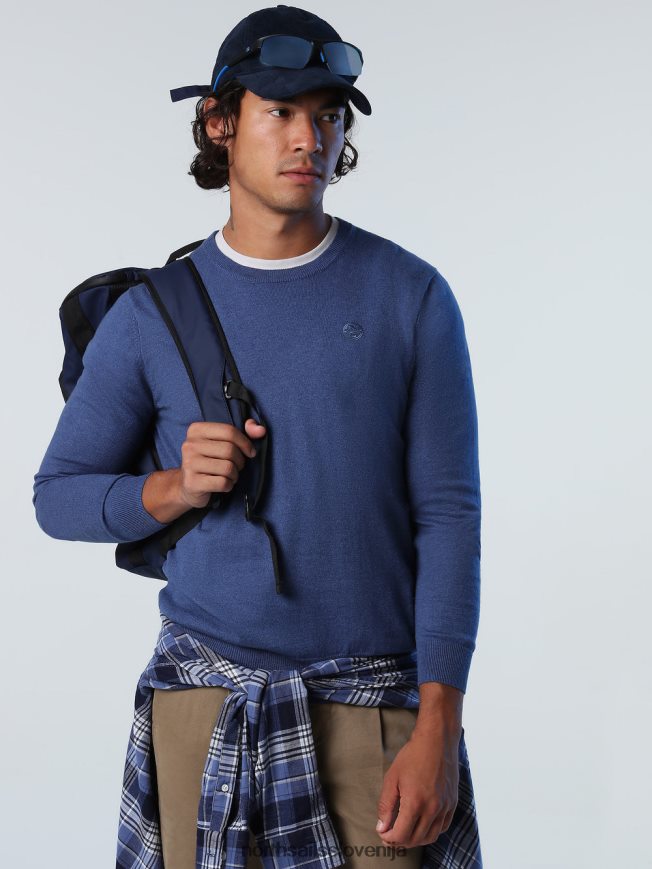 moški North Sails denim modra melange pulover z okroglim izrezom oblačila ZBDXNV908