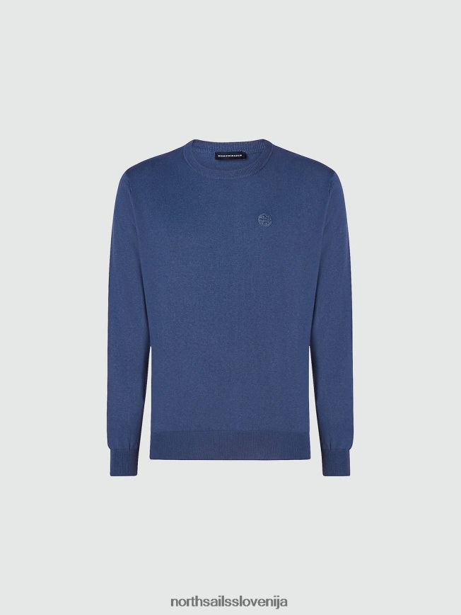 moški North Sails denim modra melange pulover z okroglim izrezom oblačila ZBDXNV908