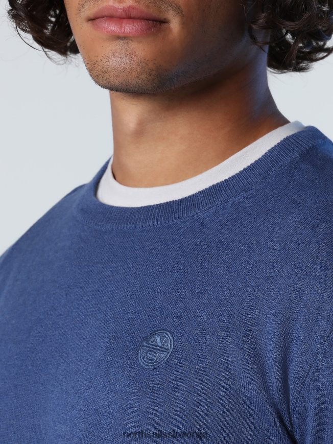 moški North Sails denim modra melange pulover z okroglim izrezom oblačila ZBDXNV908