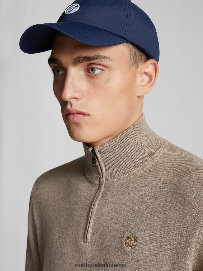 moški North Sails fosilni melange pulover s pol zadrgo oblačila ZBDXNV1318