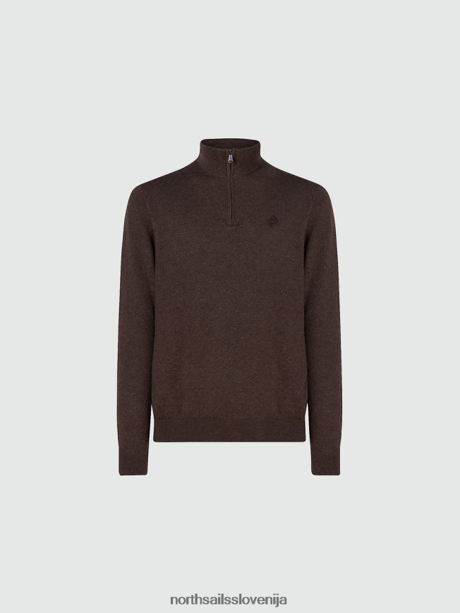 moški North Sails kakavov melange pulover s pol zadrgo oblačila ZBDXNV730