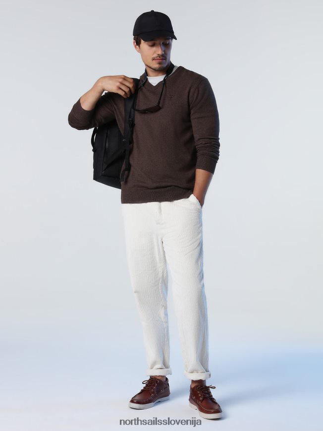 moški North Sails kakavov melange pulover z v-izrezom oblačila ZBDXNV775