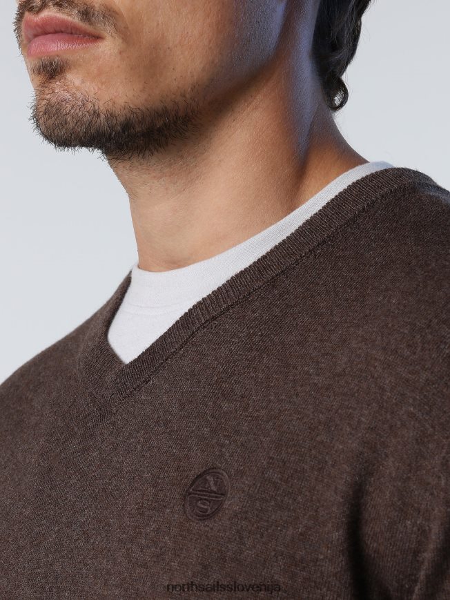 moški North Sails kakavov melange pulover z v-izrezom oblačila ZBDXNV775