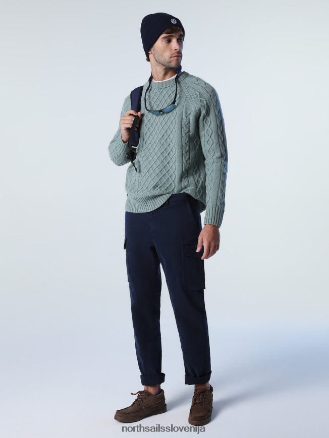 moški North Sails mineralno modra kabelsko pleten skakalec oblačila ZBDXNV768