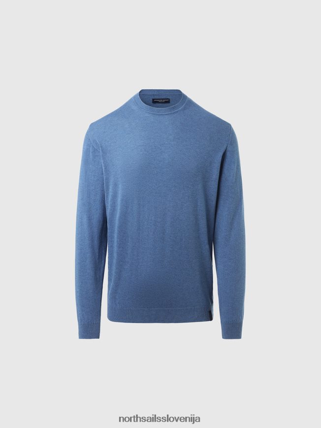 moški North Sails modri melanž pulover z okroglim izrezom nov oblačila ZBDXNV253