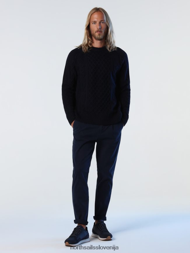 moški North Sails mornarsko modra kabelsko pleten skakalec oblačila ZBDXNV769