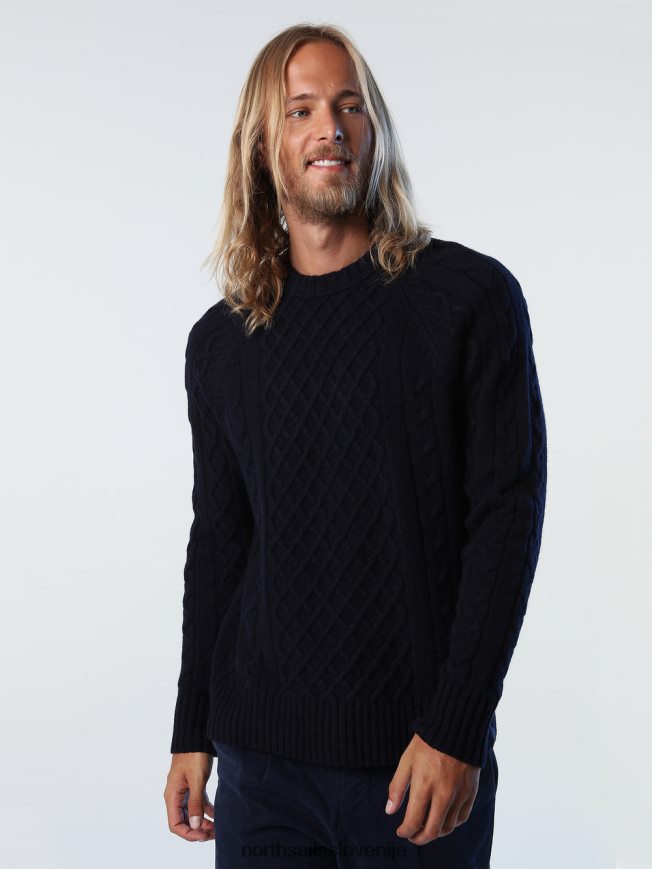 moški North Sails mornarsko modra kabelsko pleten skakalec oblačila ZBDXNV769