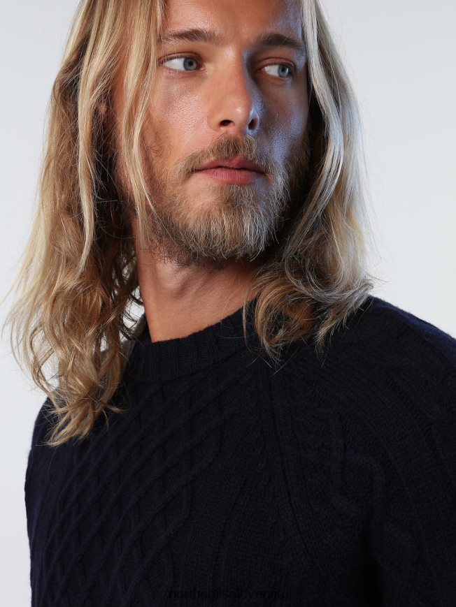 moški North Sails mornarsko modra kabelsko pleten skakalec oblačila ZBDXNV769