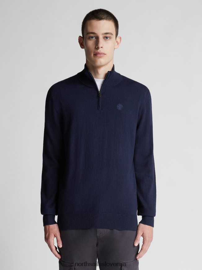 moški North Sails mornarsko modra pulover s pol zadrgo oblačila ZBDXNV1320