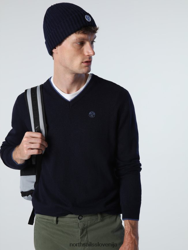 moški North Sails mornarsko modra pulover z v-izrezom oblačila ZBDXNV808