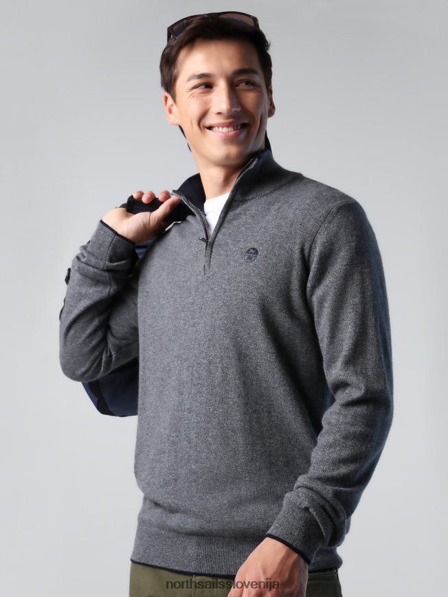 moški North Sails srednje siv melange pulover iz eko kašmirja oblačila ZBDXNV795