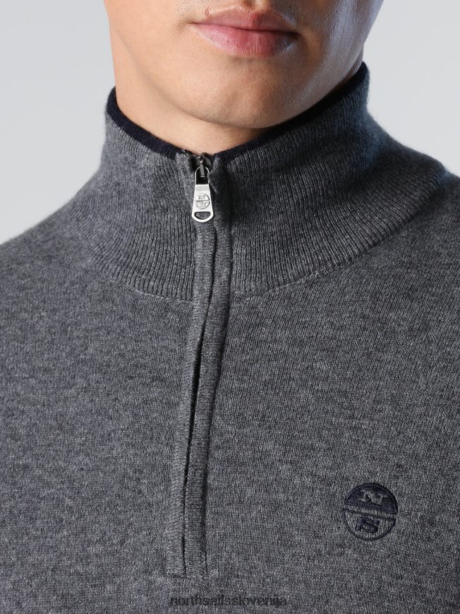 moški North Sails srednje siv melange pulover iz eko kašmirja oblačila ZBDXNV795