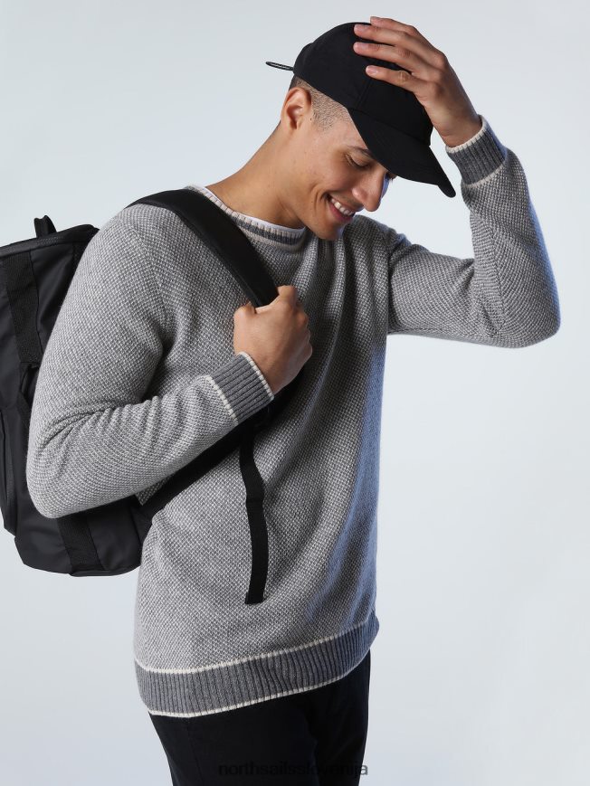 moški North Sails srednje siv melange pulover iz reciklirane volne oblačila ZBDXNV991