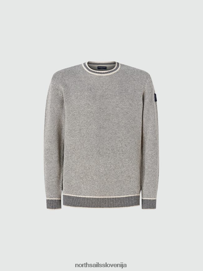 moški North Sails srednje siv melange pulover iz reciklirane volne oblačila ZBDXNV991