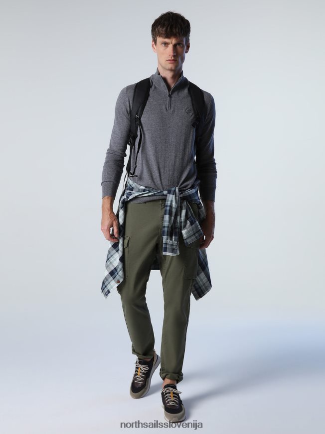 moški North Sails srednje siv melange pulover s pol zadrgo oblačila ZBDXNV732