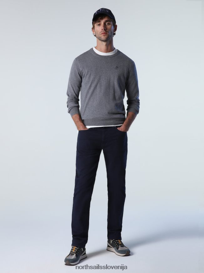 moški North Sails srednje siv melange pulover z okroglim izrezom oblačila ZBDXNV910