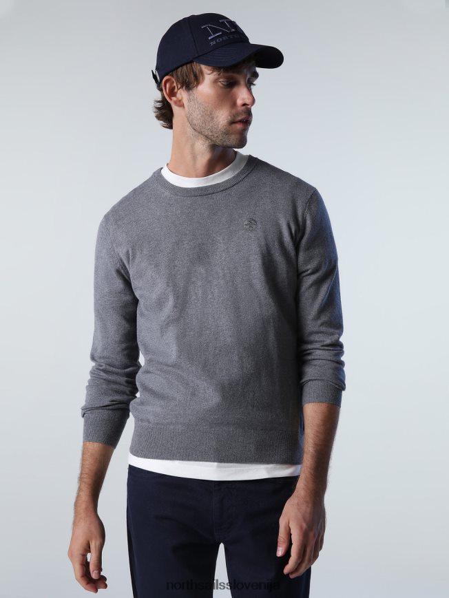 moški North Sails srednje siv melange pulover z okroglim izrezom oblačila ZBDXNV910