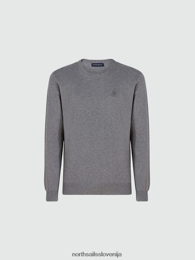 moški North Sails srednje siv melange pulover z okroglim izrezom oblačila ZBDXNV910