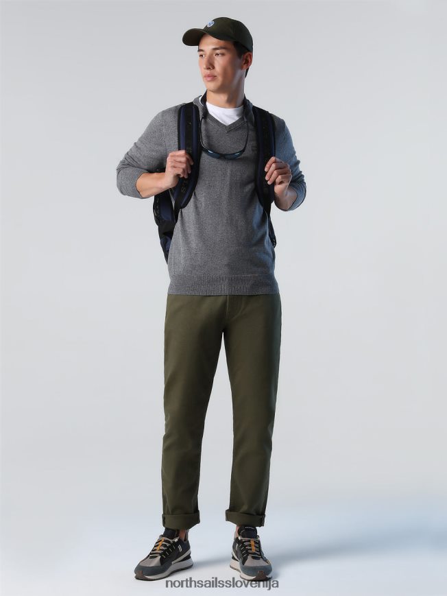 moški North Sails srednje siv melange pulover z v-izrezom oblačila ZBDXNV779