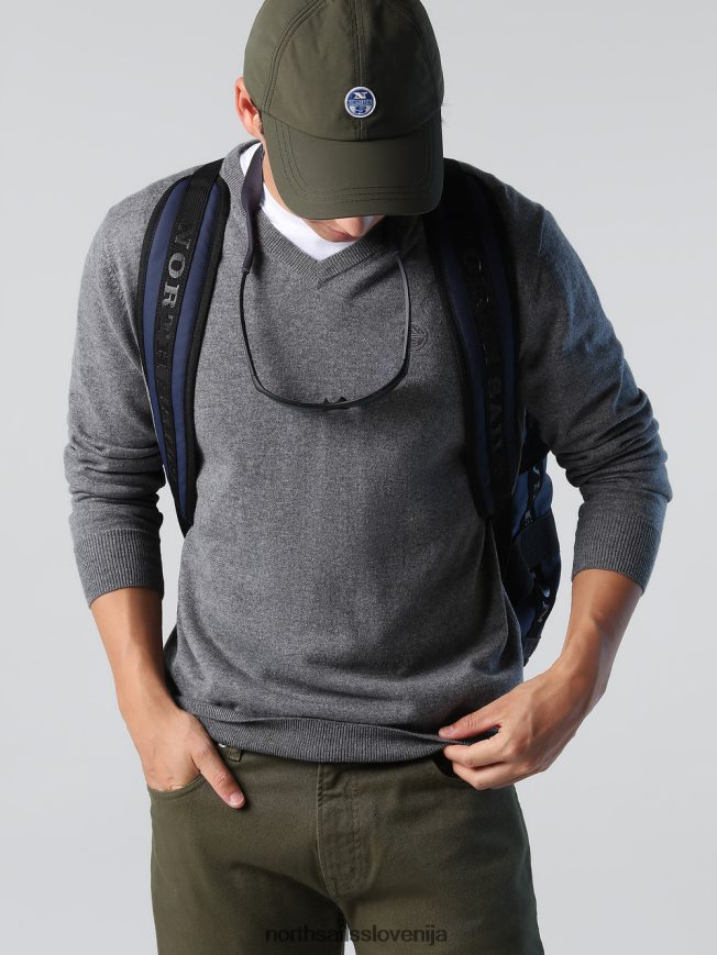 moški North Sails srednje siv melange pulover z v-izrezom oblačila ZBDXNV779