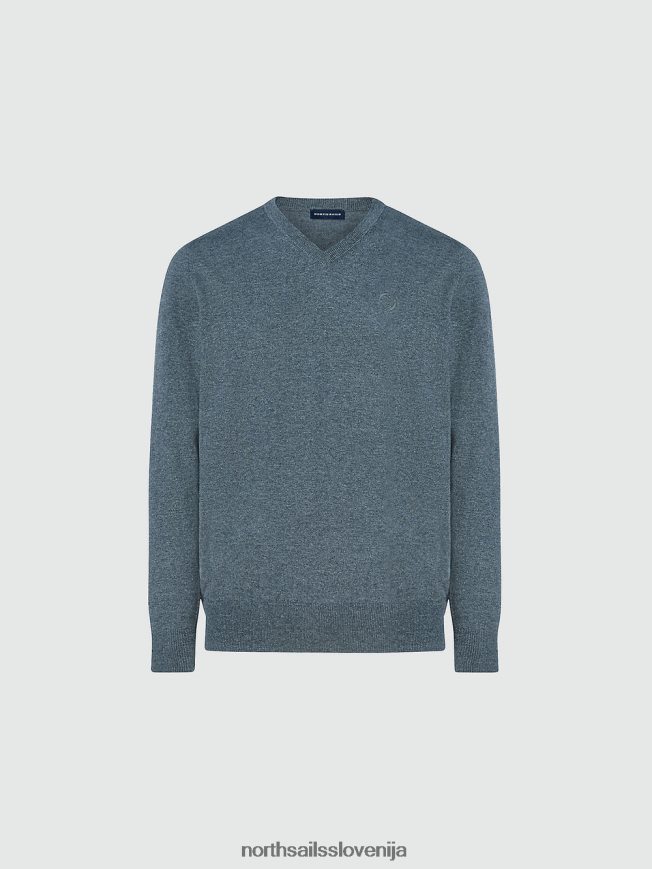 moški North Sails srednje siv melange pulover z v-izrezom oblačila ZBDXNV779