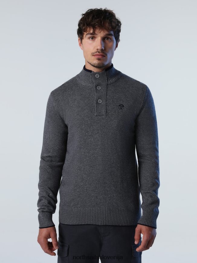 moški North Sails srednje siv melange skakalec z gumbi oblačila ZBDXNV729