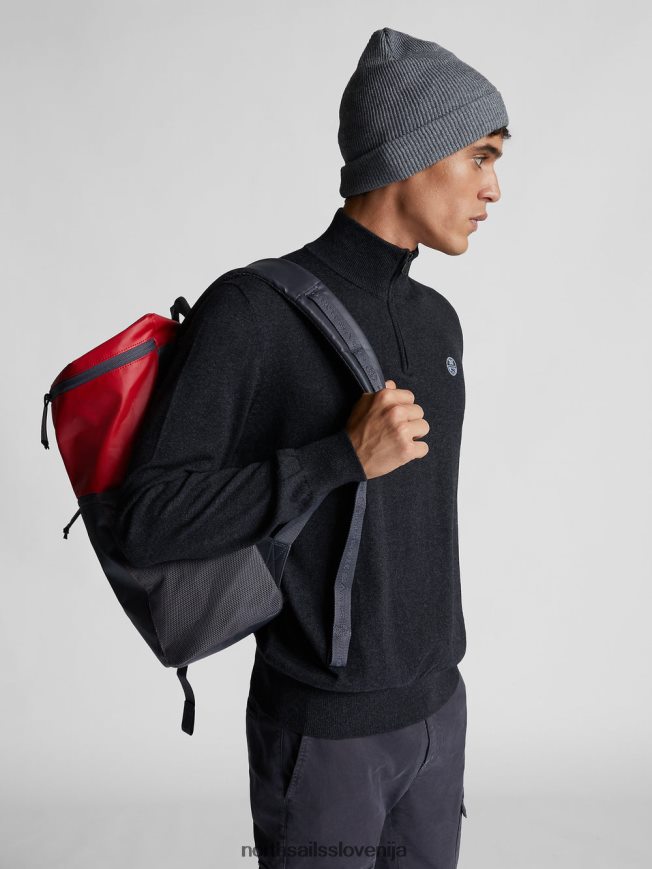 moški North Sails temno siv melanž pulover s pol zadrgo oblačila ZBDXNV1321