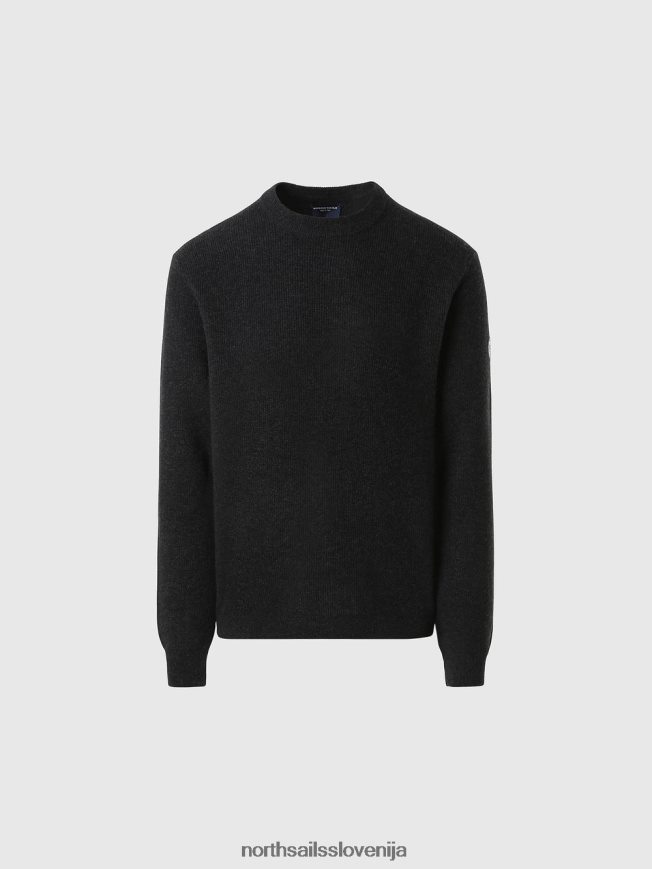 moški North Sails temno siv melanž pulover z okroglim izrezom nov oblačila ZBDXNV682