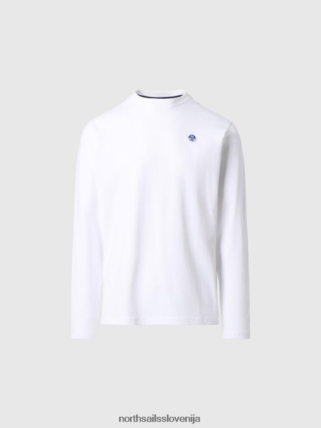 moški North Sails bela majica z dolgimi rokavi in ​​logotipom oblačila ZBDXNV303