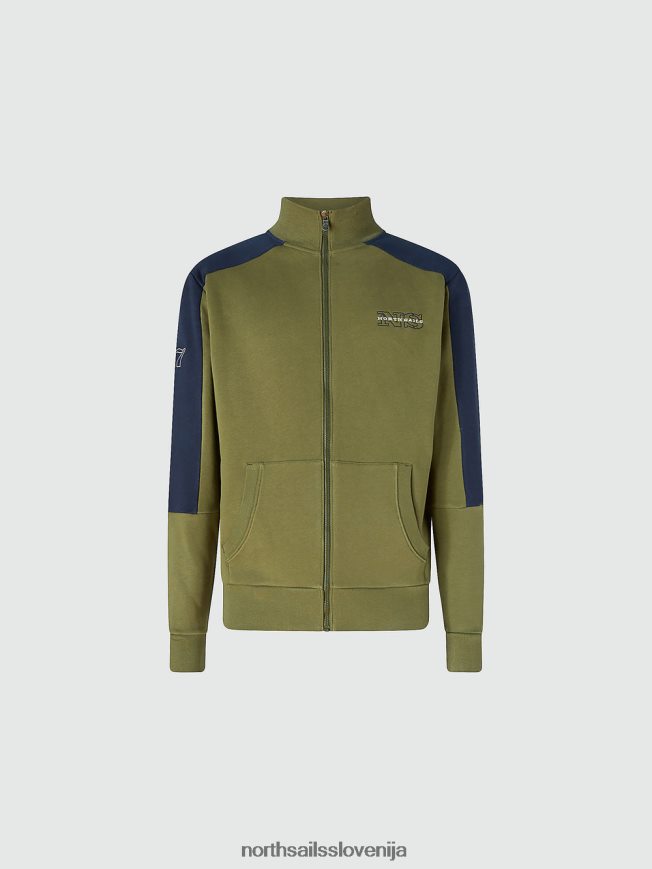 moški North Sails bršljan zelena pulover s kontrastnimi trakovi oblačila ZBDXNV782