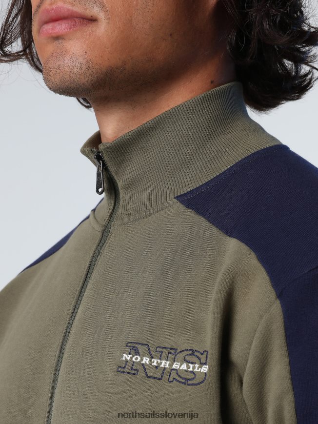moški North Sails bršljan zelena pulover s kontrastnimi trakovi oblačila ZBDXNV782