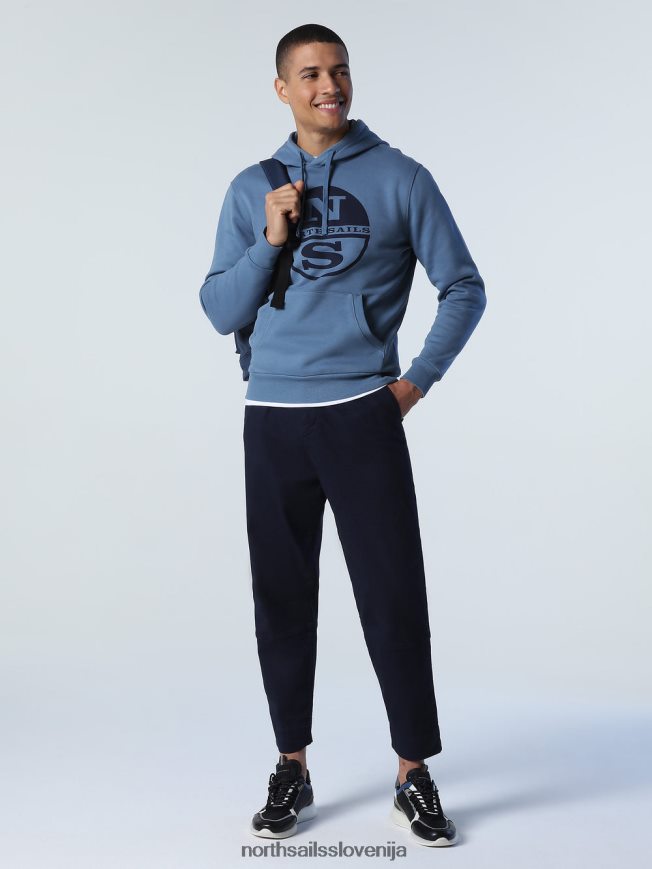 moški North Sails kitajsko modra pulover s kapuco z logotipom oblačila ZBDXNV786