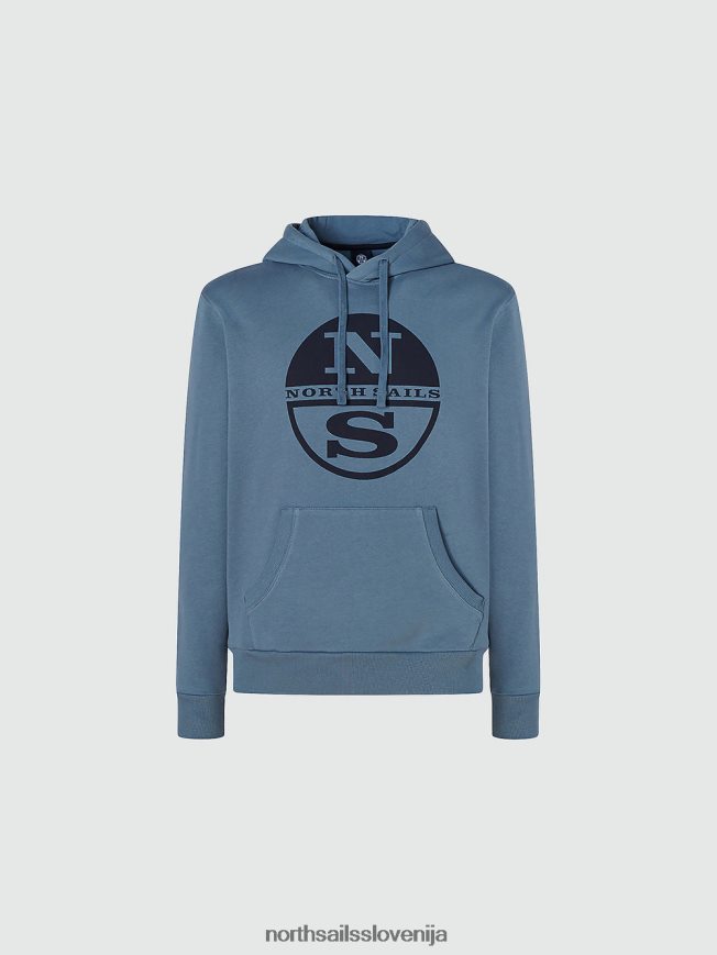 moški North Sails kitajsko modra pulover s kapuco z logotipom oblačila ZBDXNV786