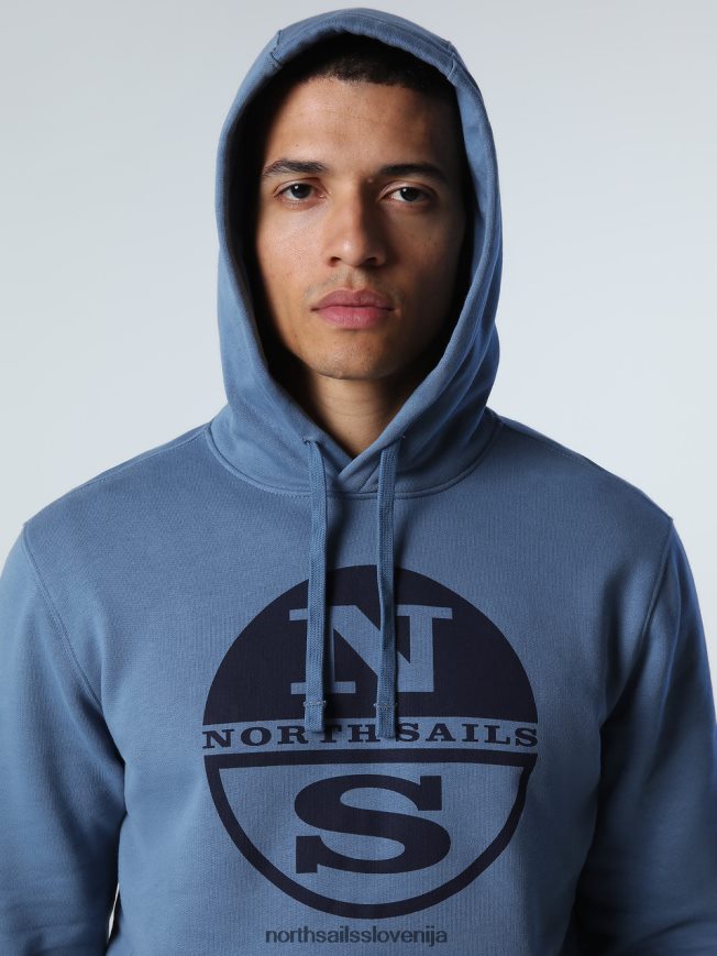 moški North Sails kitajsko modra pulover s kapuco z logotipom oblačila ZBDXNV786
