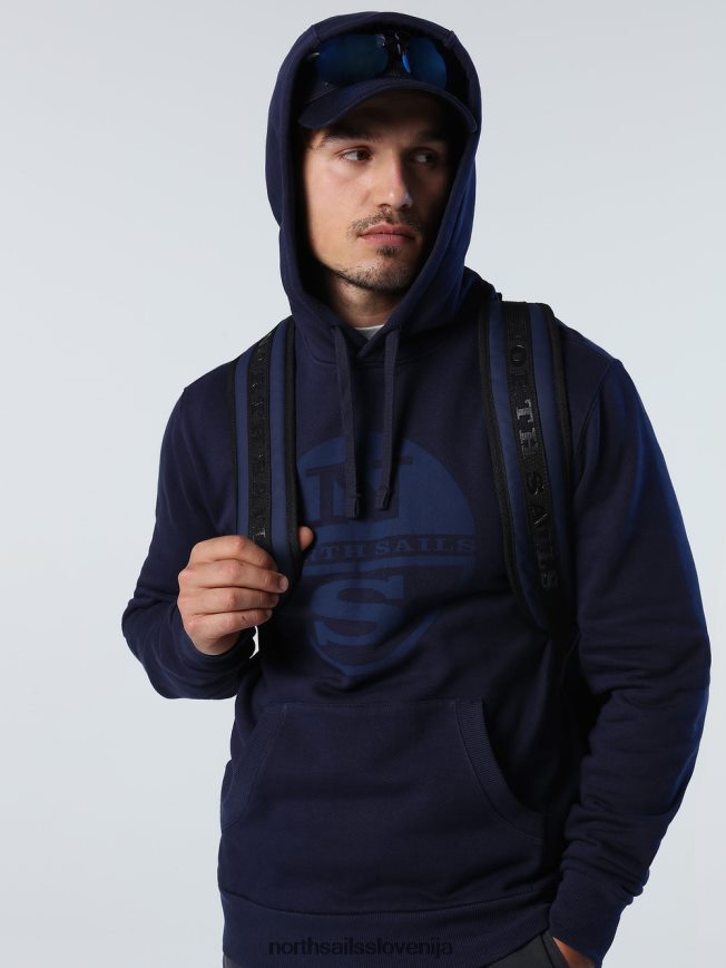 moški North Sails mornarsko modra pulover s kapuco z logotipom oblačila ZBDXNV787