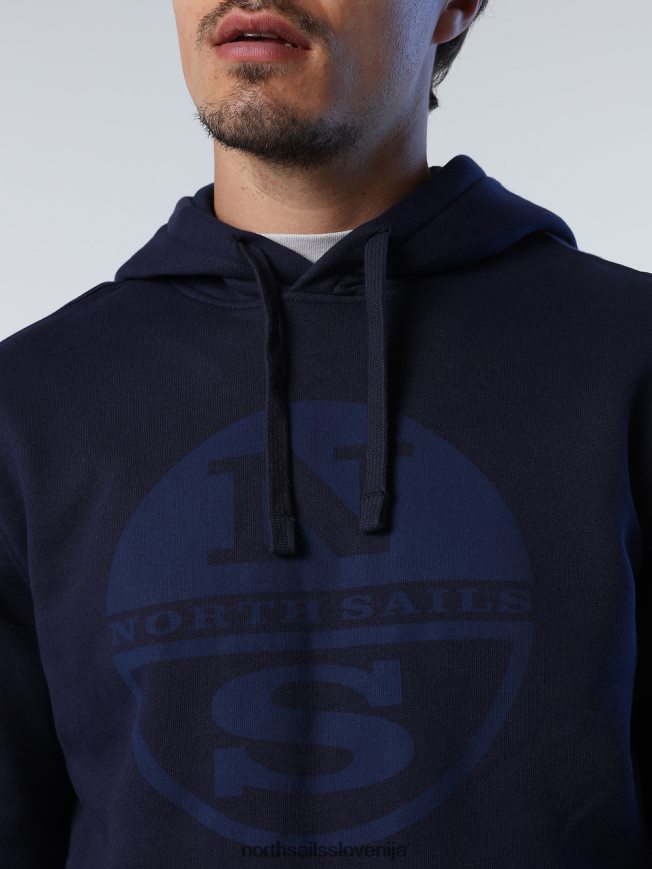moški North Sails mornarsko modra pulover s kapuco z logotipom oblačila ZBDXNV787