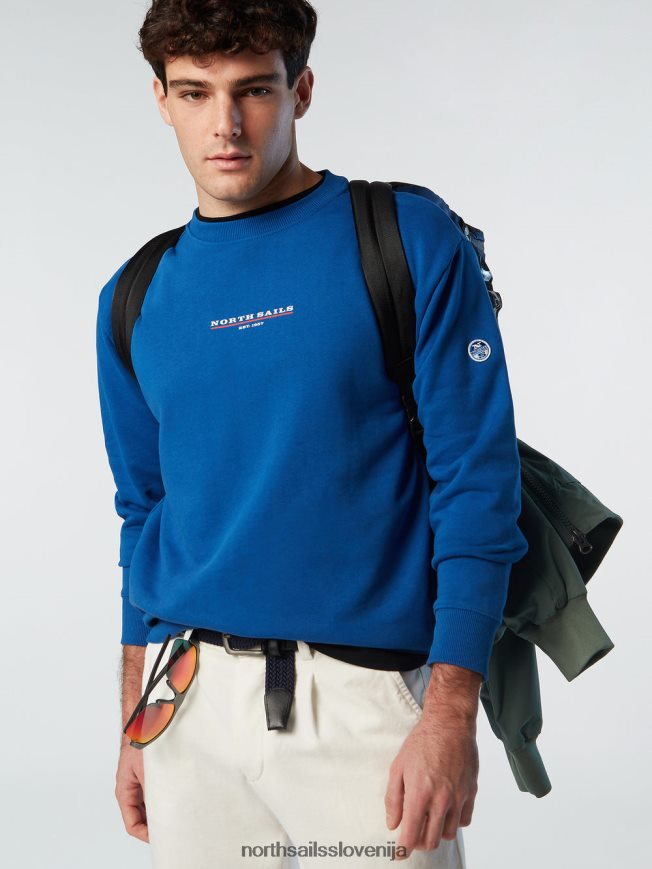 moški North Sails oceansko modra pulover s potiskom na prsih oblačila ZBDXNV290