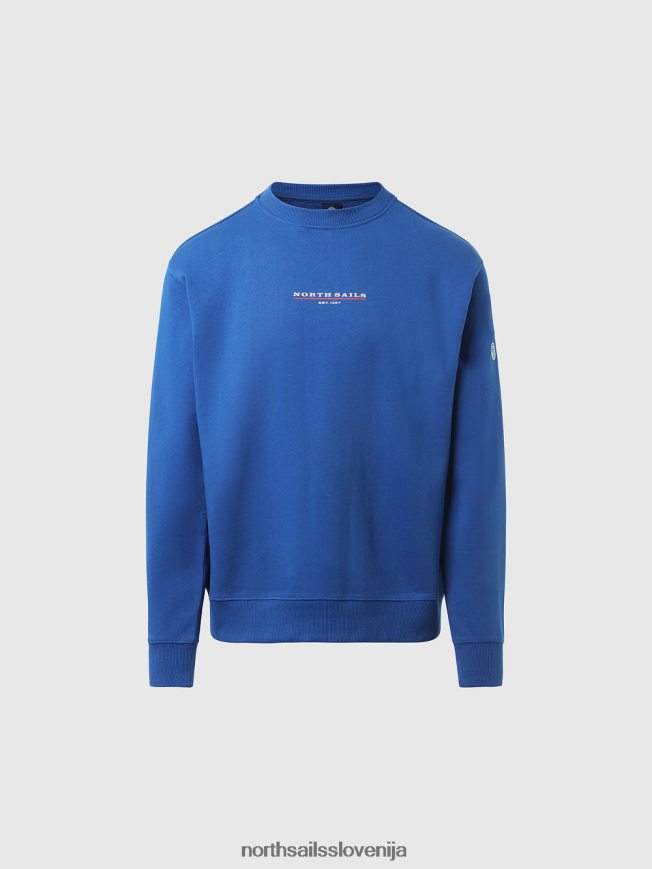 moški North Sails oceansko modra pulover s potiskom na prsih oblačila ZBDXNV290
