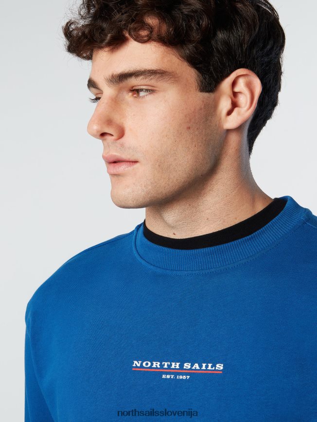 moški North Sails oceansko modra pulover s potiskom na prsih oblačila ZBDXNV290