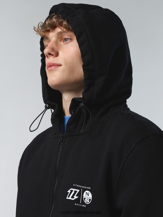 moški North Sails Črna pulover s kapuco s polno zadrgo kite oblačila ZBDXNV264