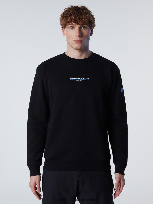 moški North Sails Črna pulover s potiskom na prsih oblačila ZBDXNV295
