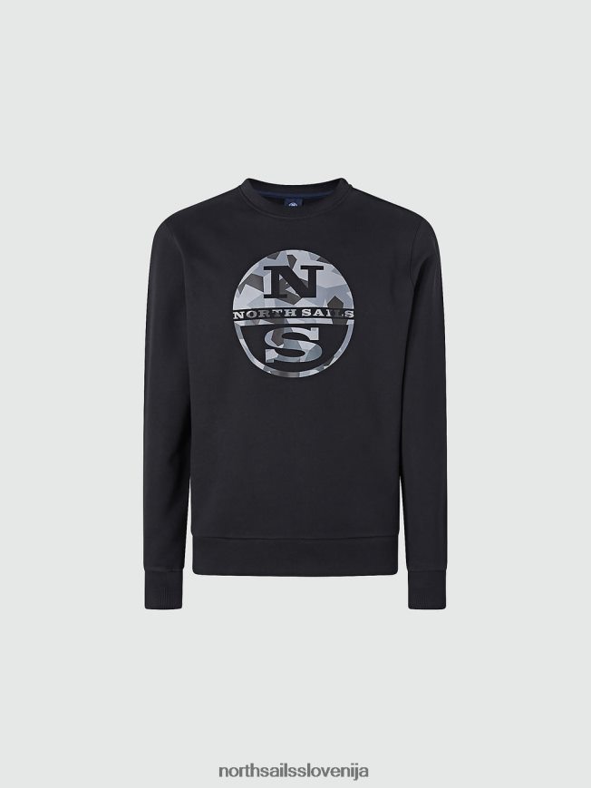 moški North Sails Črna pulover z maksi logotipom oblačila ZBDXNV951