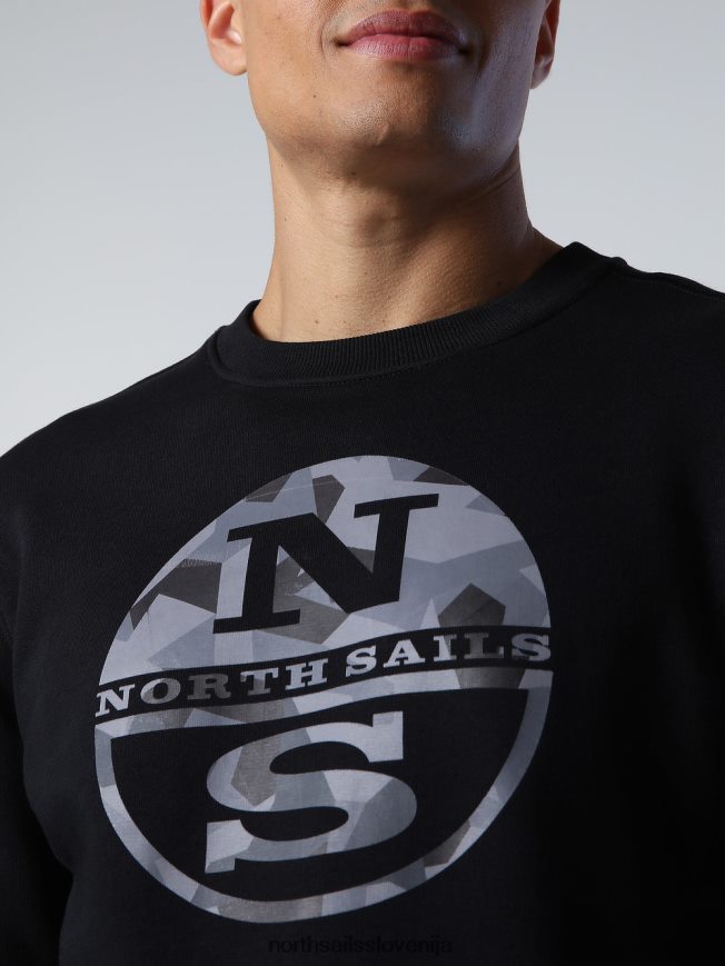 moški North Sails Črna pulover z maksi logotipom oblačila ZBDXNV951